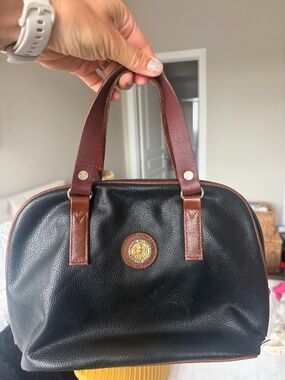Vintage Pierre Balmain Pebbled Leather Bowling Handbag